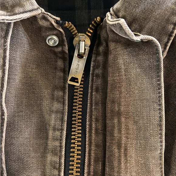 Men's 90s Vintage Carhartt Canvas Duster Chore Brown RARE Denim Jacket USA Union - Picture 11 of 14